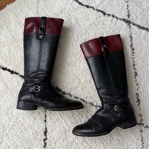 Ariat black/brown leather women’s riding boots with buckle, size 9